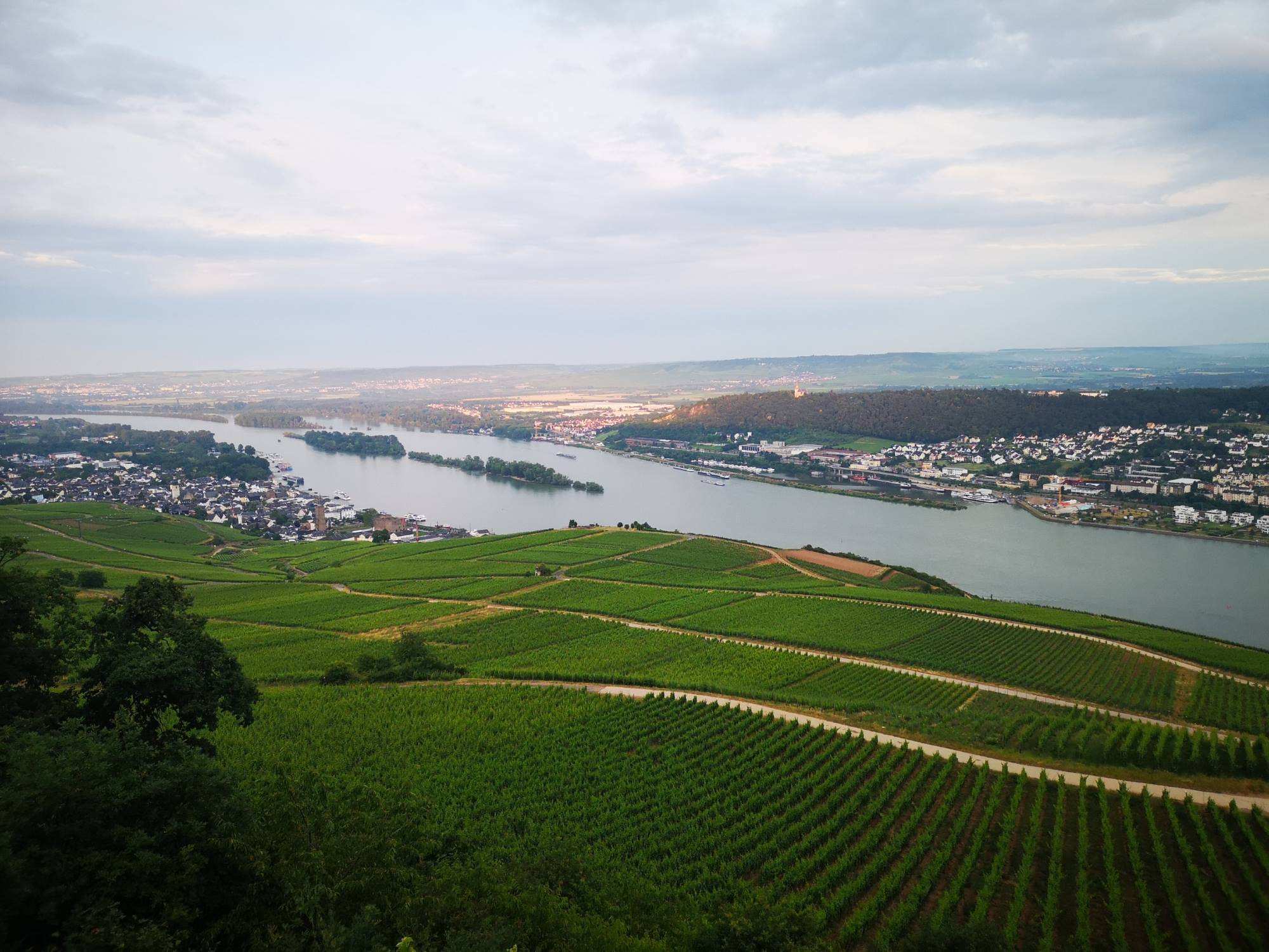 Blick von oben auf den Rhein beim Bikertreffen Magic Bike in Rüdesheim am Rhein