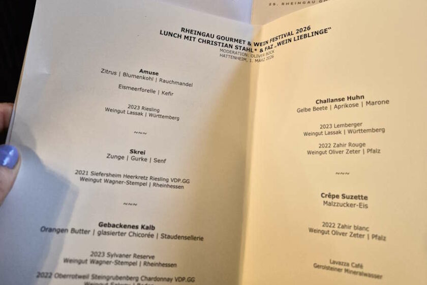Menü Christian Stahl Lunch beim Rheingau Gourmet Festival 2025