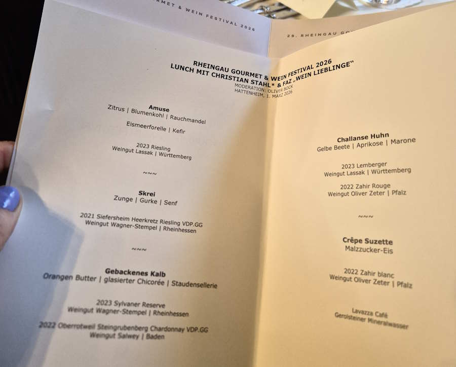 Menü Christian Stahl Lunch beim Rheingau Gourmet Festival 2025