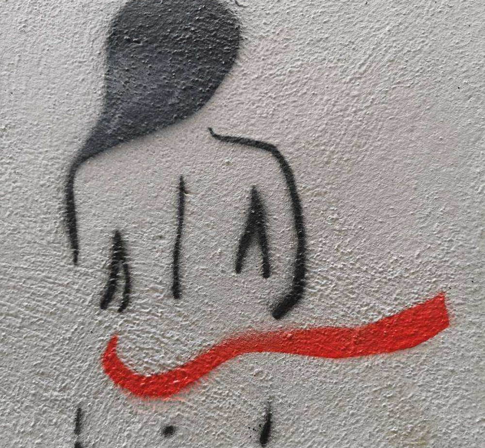 Frau, Graffiti, nackt